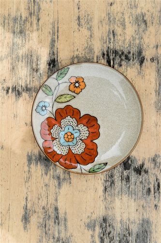 直销厂家盘子 西餐8寸陶瓷盘子 手绘花卉礼品水果盘 可定制logo