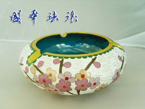 景泰蓝掐丝磨光六寸烟灰缸创意摆件高档礼品植物花卉