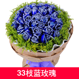 19朵蓝色妖姬33朵蓝玫瑰花束生日爱情送花订花买花上海鲜花速递